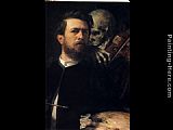 Arnold Paintings - Self Portrait with Death by Arnold Bocklin
